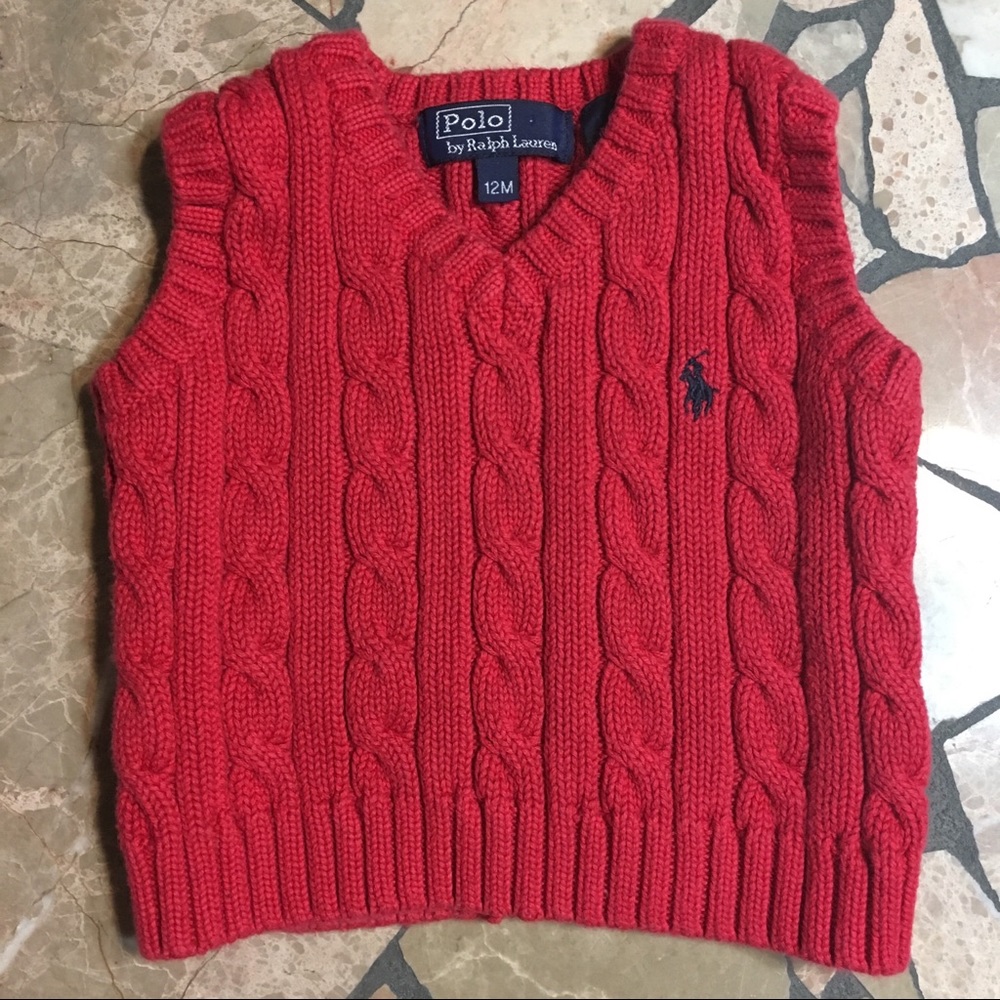 Polo cable knit sweater vest